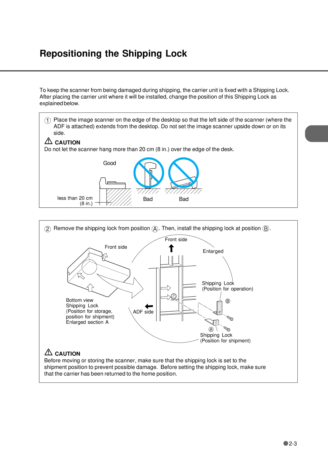 Fujitsu fi-4640S manual Repositioning the Shipping Lock 