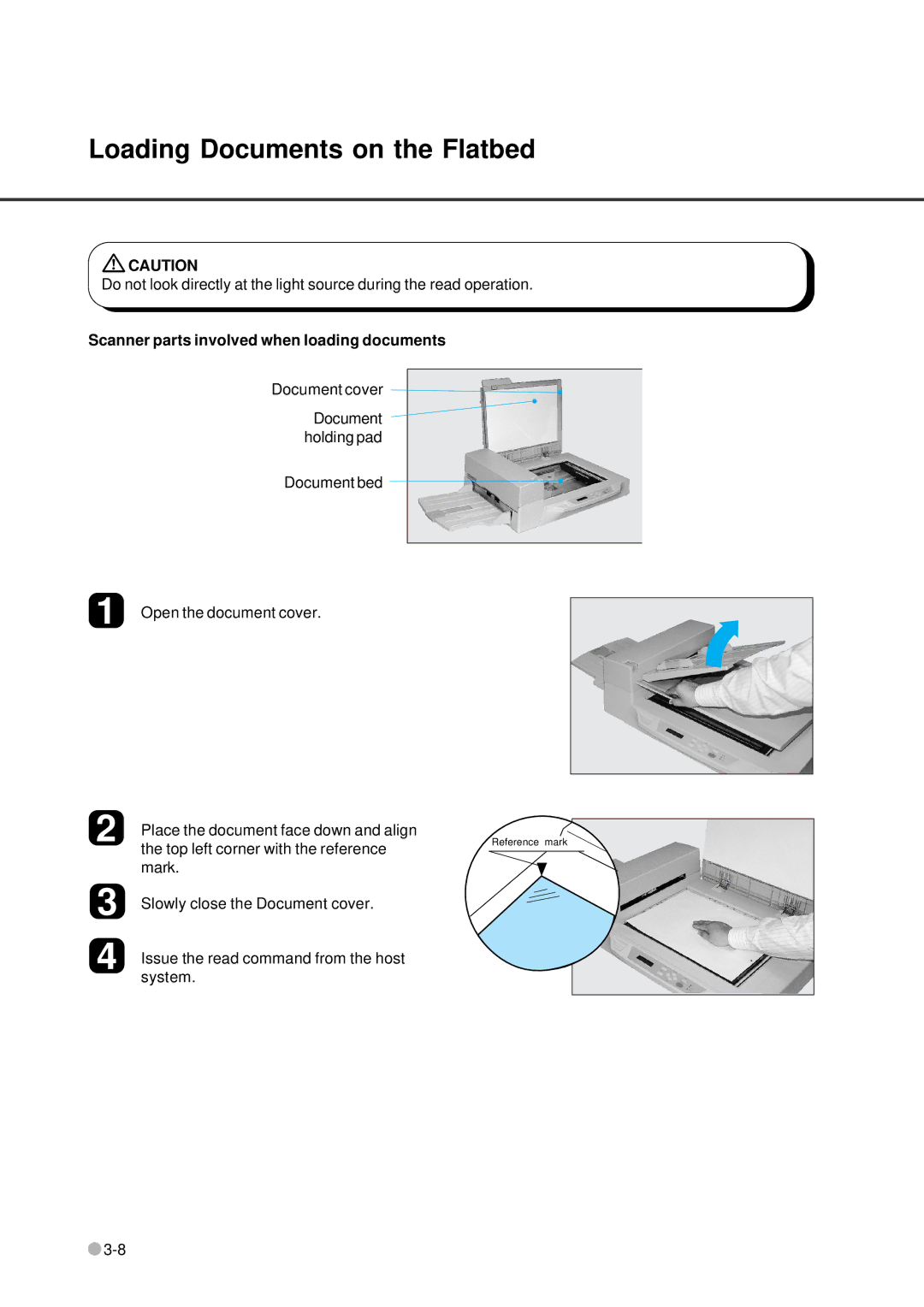 Fujitsu fi-4640S manual Loading Documents on the Flatbed, Scanner parts involved when loading documents 