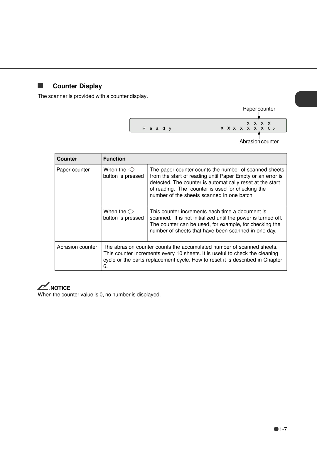 Fujitsu fi-4640S manual Counter Display, Counter Function 