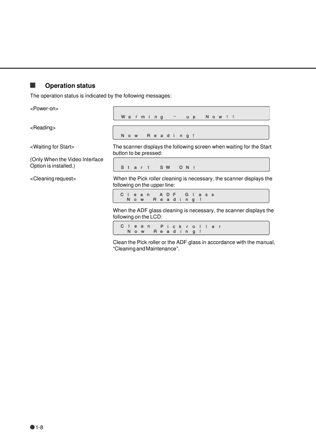 Fujitsu fi-4640S manual Operation status 