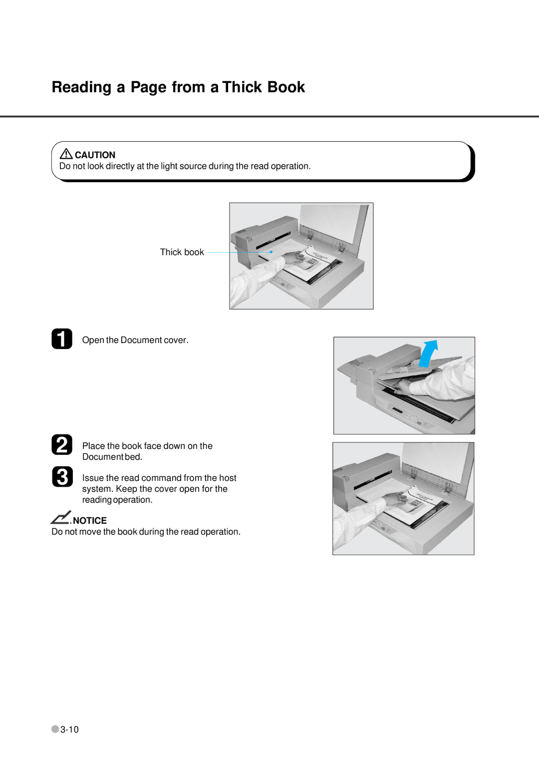 Fujitsu fi-4640S manual Reading a Page from a Thick Book 