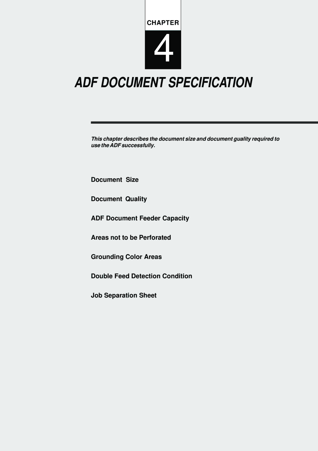 Fujitsu fi-4640S manual ADF Document Specification 