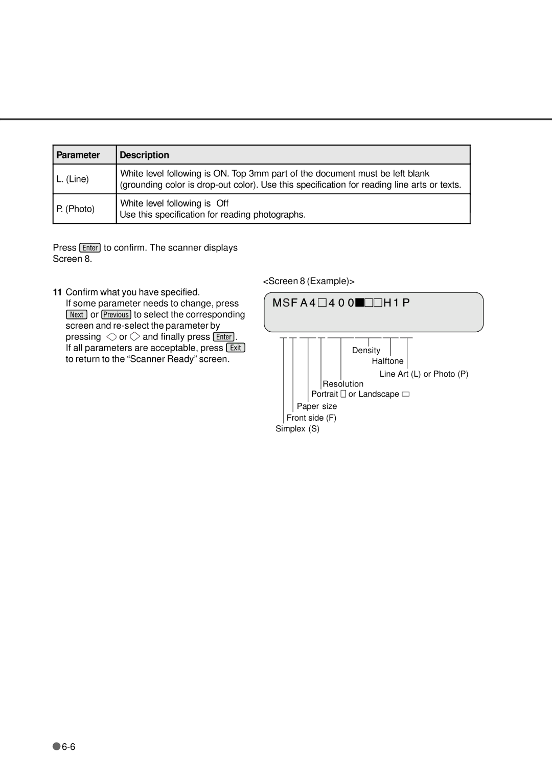 Fujitsu fi-4640S manual Parameter Description 