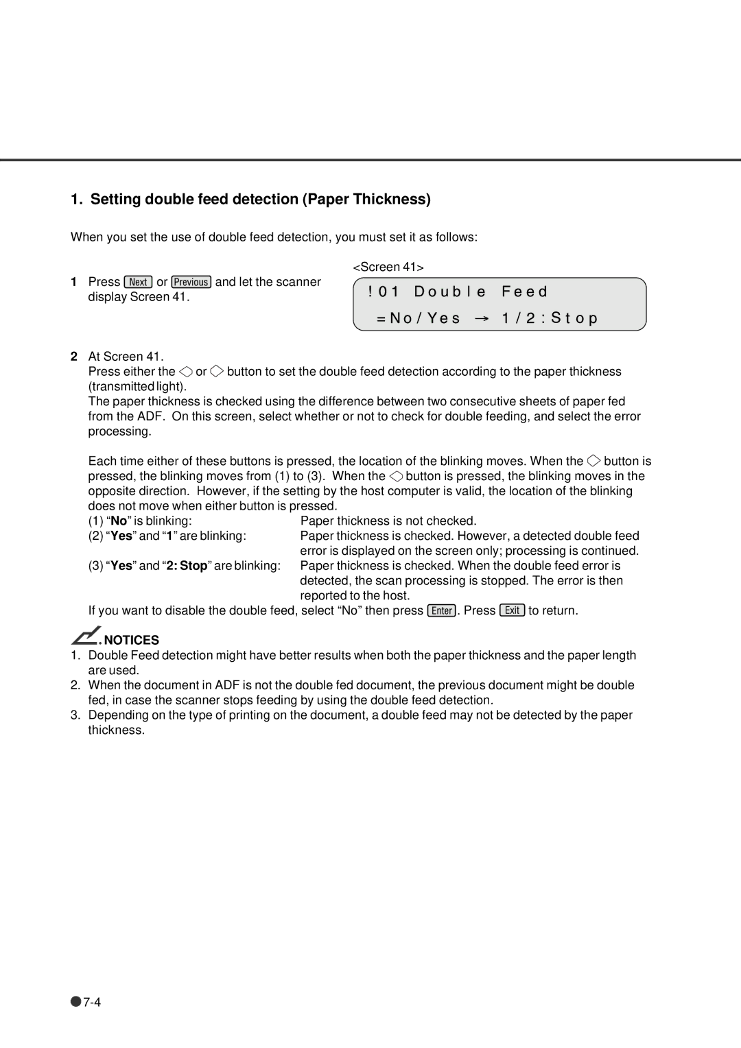 Fujitsu fi-4640S manual Setting double feed detection Paper Thickness 