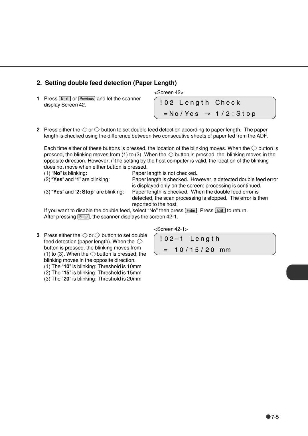 Fujitsu fi-4640S manual Setting double feed detection Paper Length 