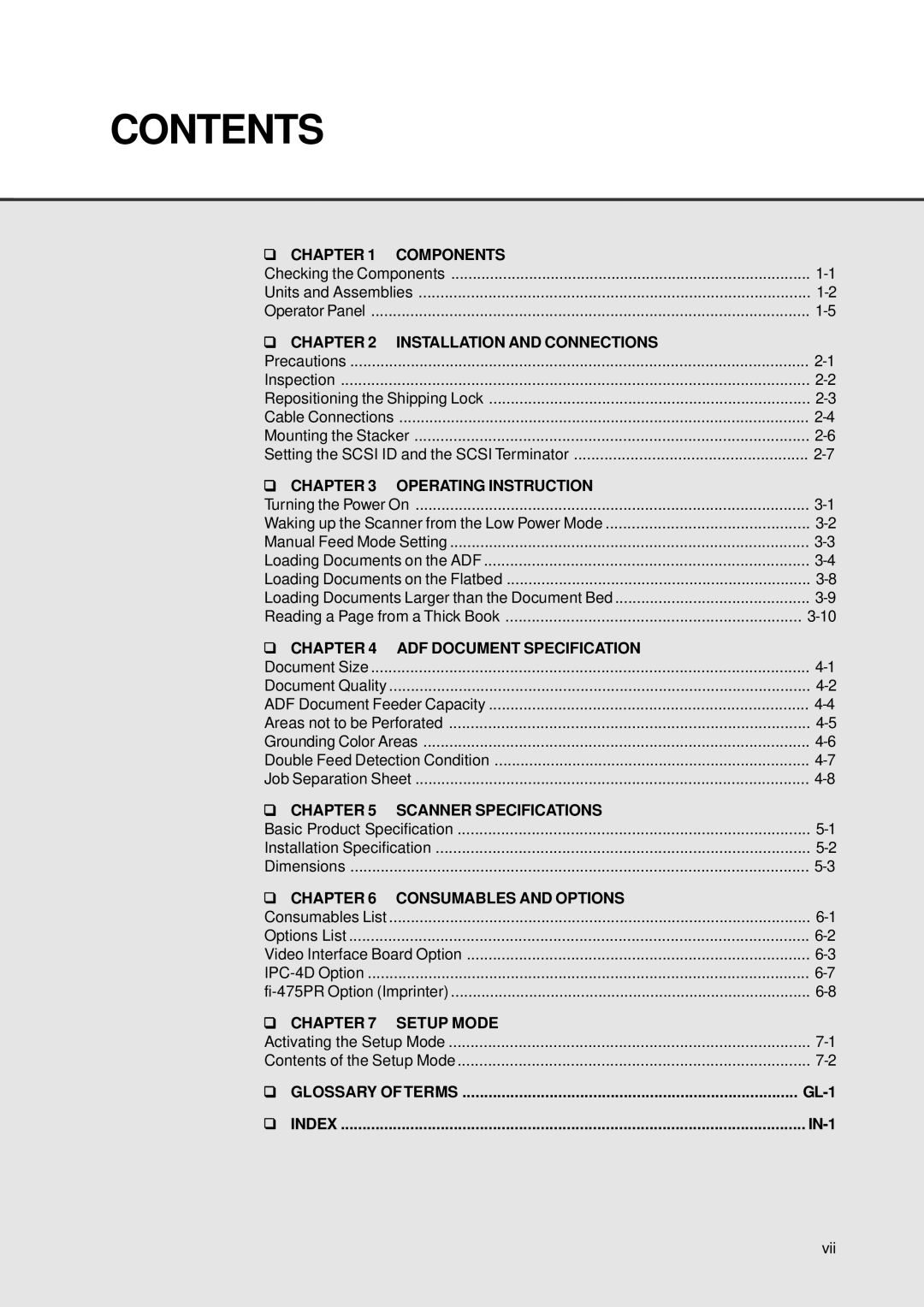 Fujitsu fi-4640S manual Contents 