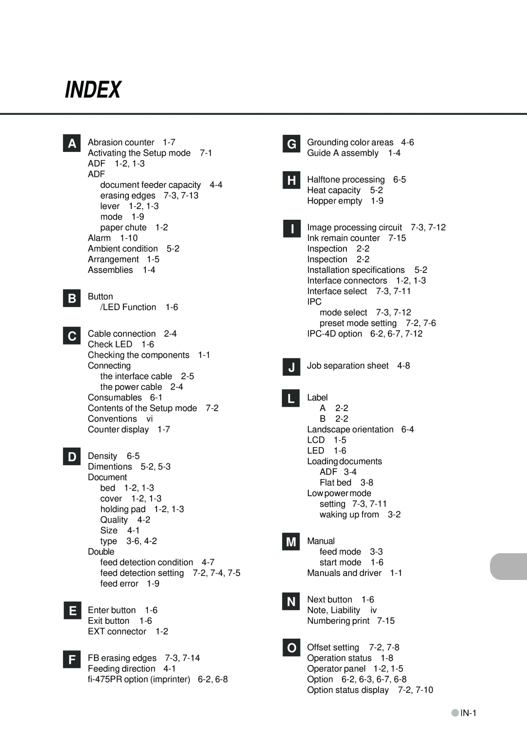 Fujitsu fi-4640S manual Index 