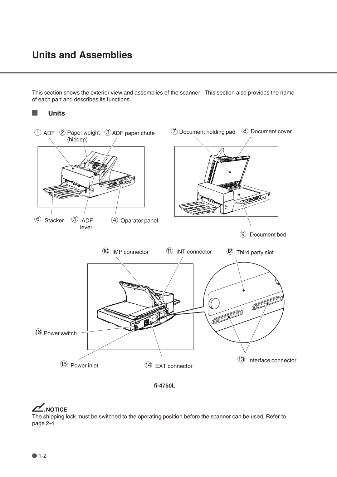 Fujitsu fi-4750L manual Units and Assemblies, Fi-4750L 