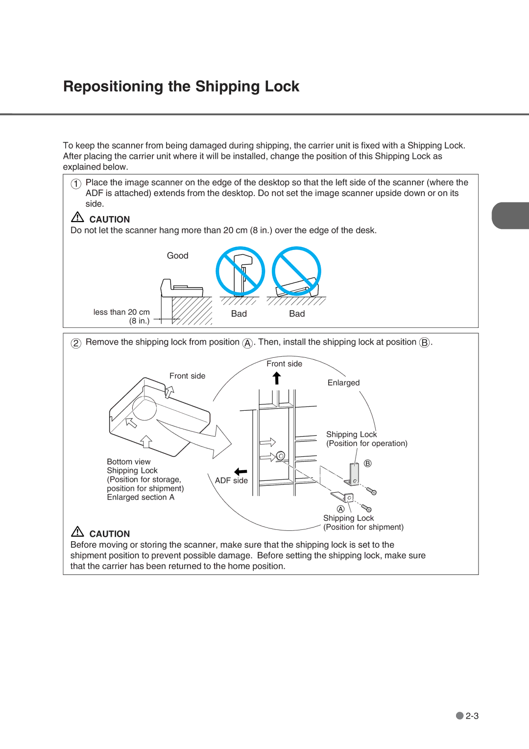 Fujitsu fi-4750L manual Repositioning the Shipping Lock 