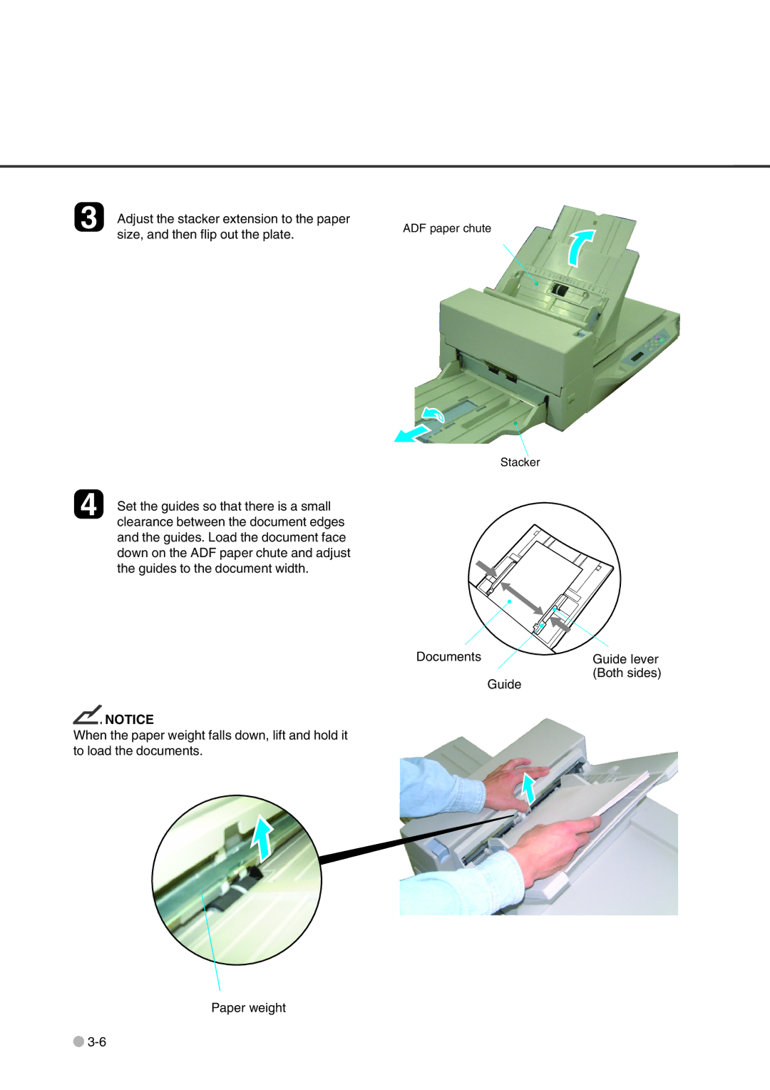 Fujitsu fi-4750L manual Documents Guide Guide lever Both sides 