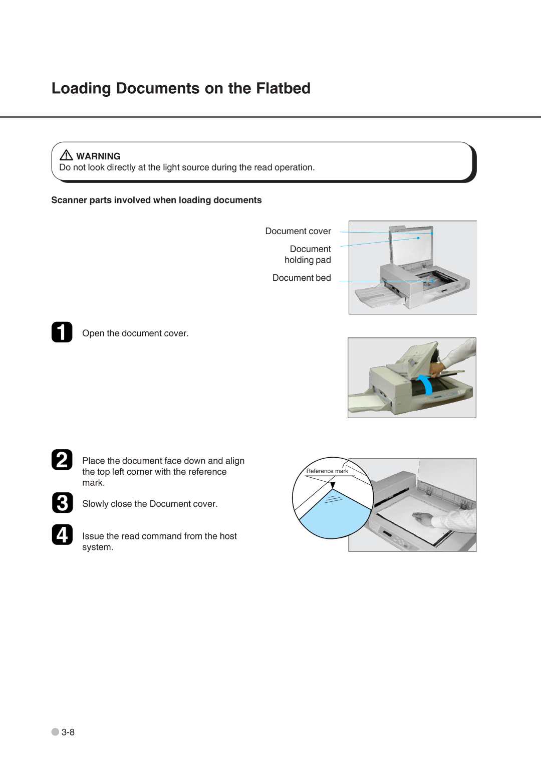 Fujitsu fi-4750L manual Loading Documents on the Flatbed, Scanner parts involved when loading documents 