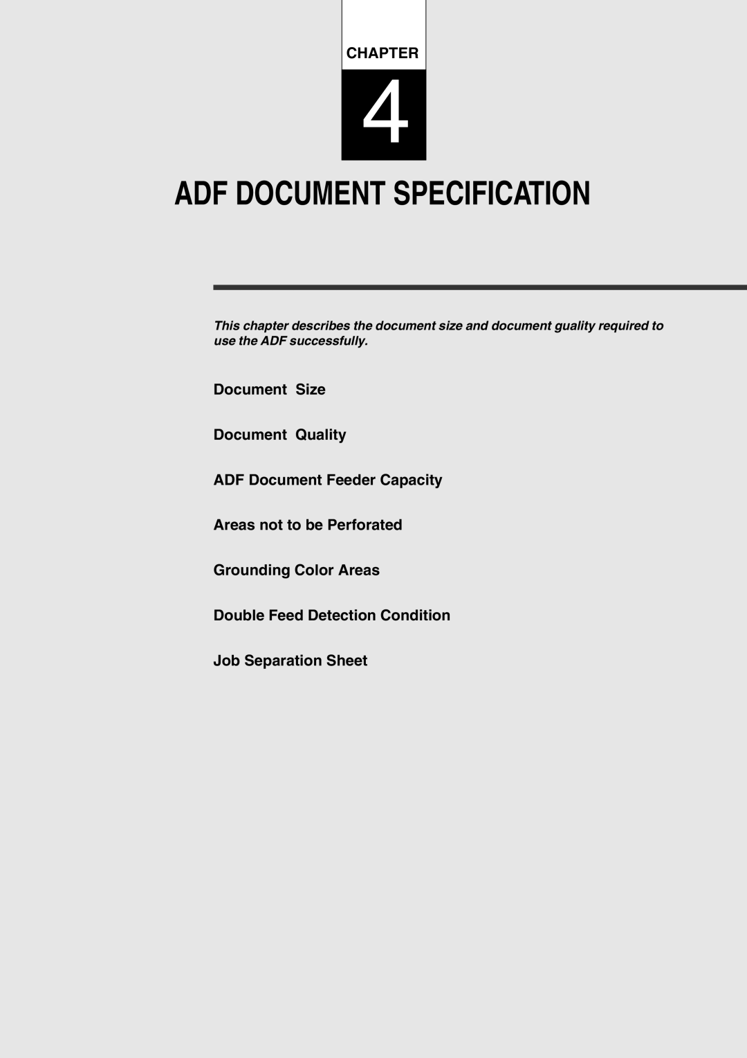 Fujitsu fi-4750L manual ADF Document Specification 