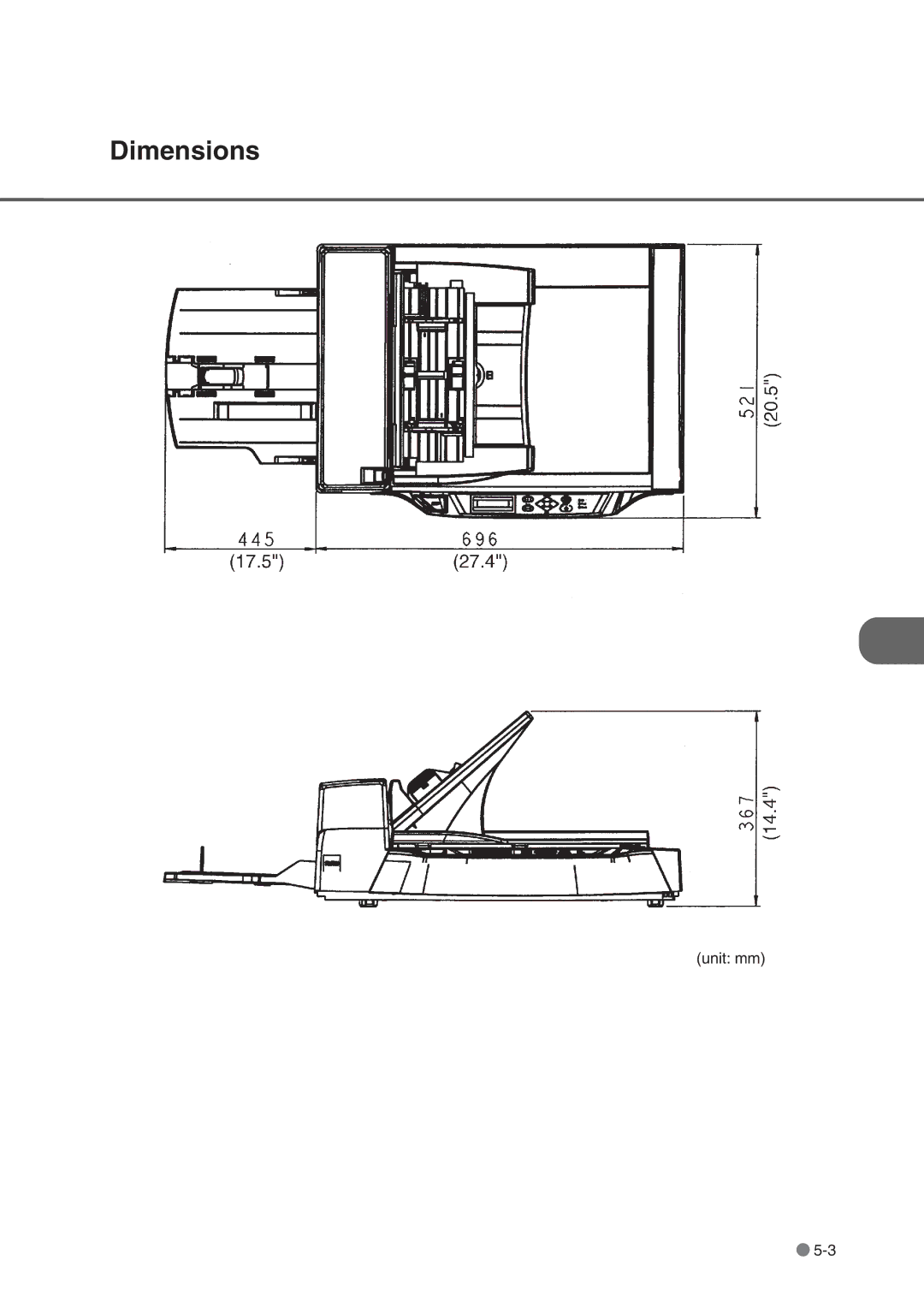 Fujitsu fi-4750L manual Dimensions 