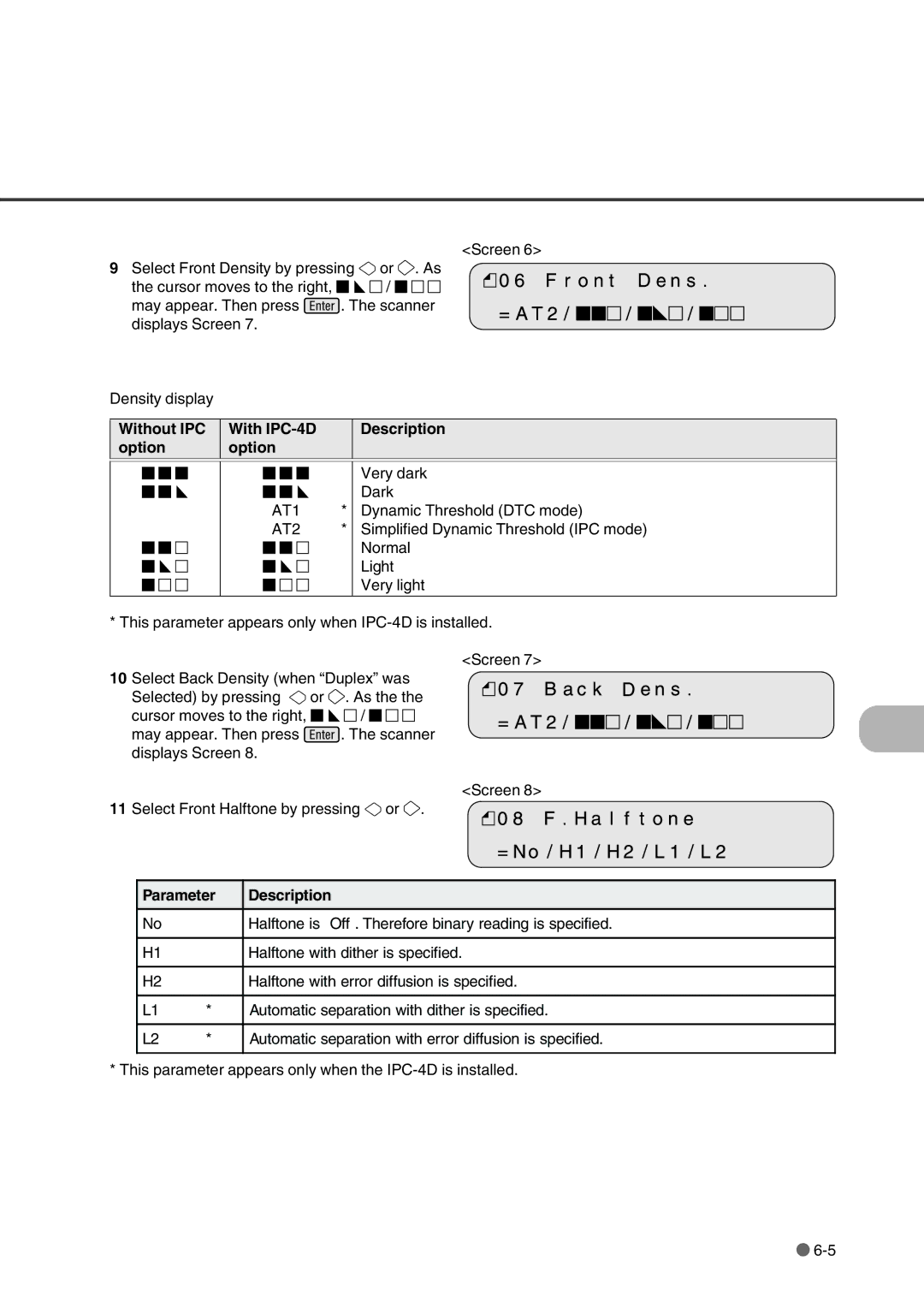 Fujitsu fi-4750L manual Without IPC With IPC-4D Description Option, Parameter Description 