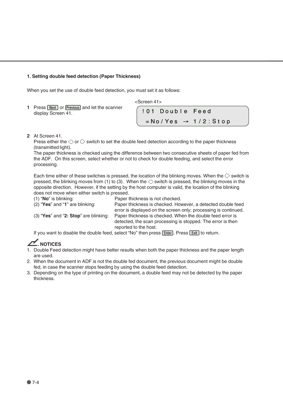 Fujitsu fi-4750L manual Setting double feed detection Paper Thickness 