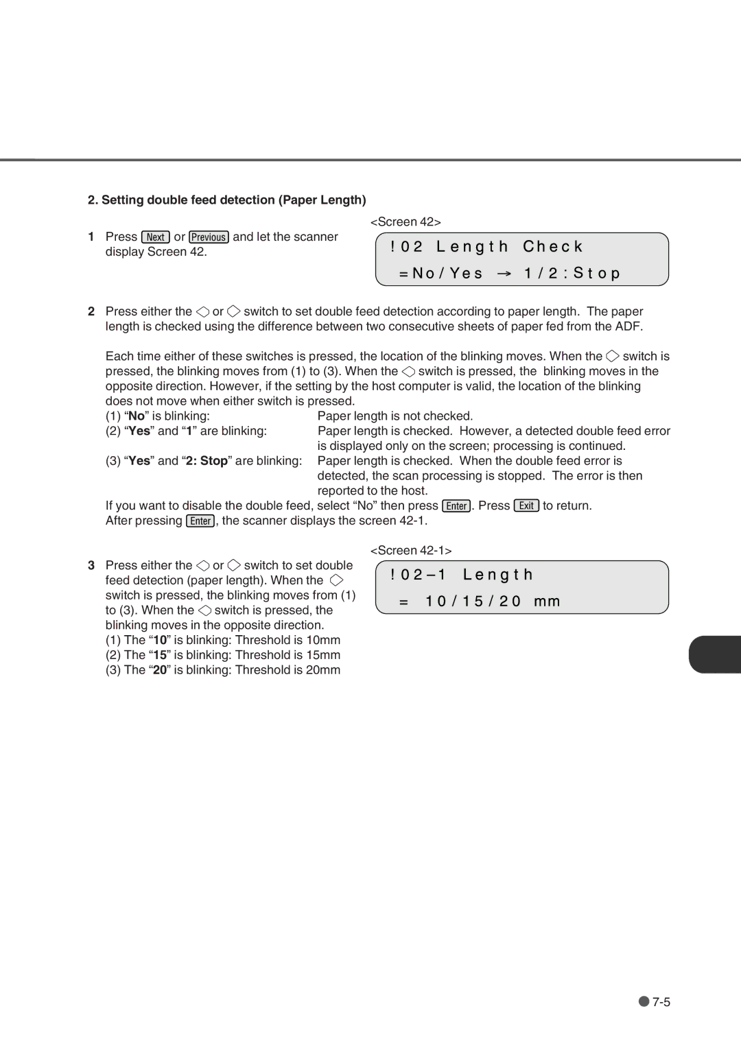 Fujitsu fi-4750L manual Setting double feed detection Paper Length 