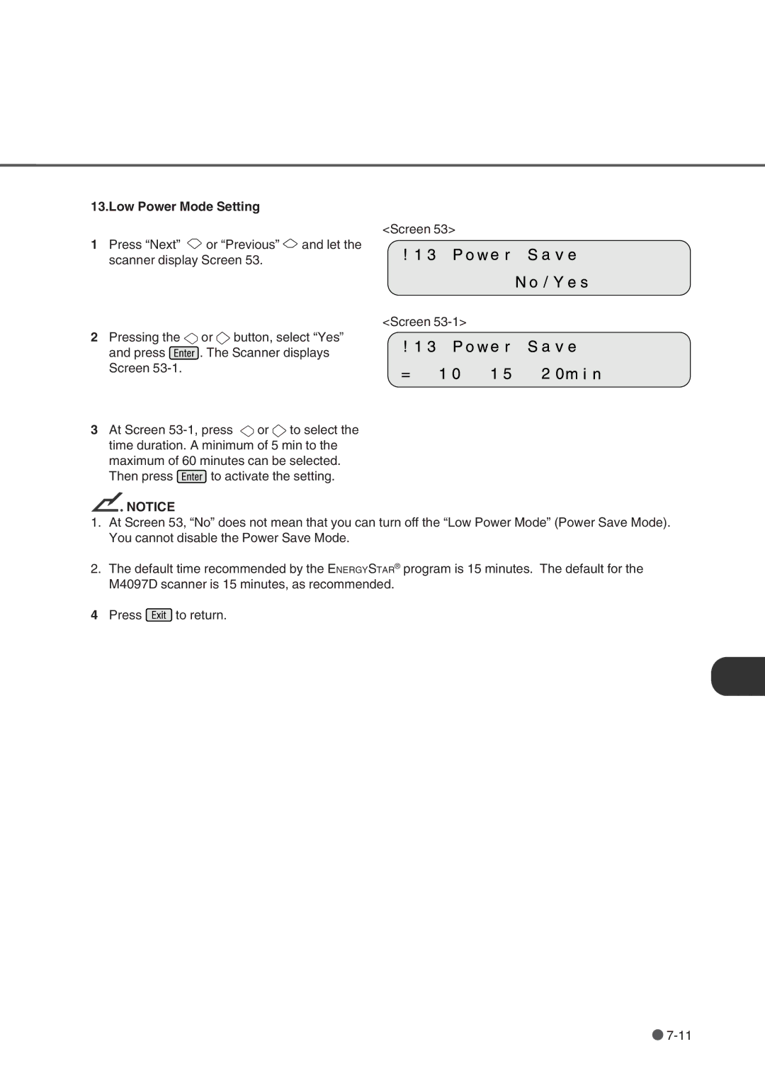 Fujitsu fi-4750L manual Low Power Mode Setting 