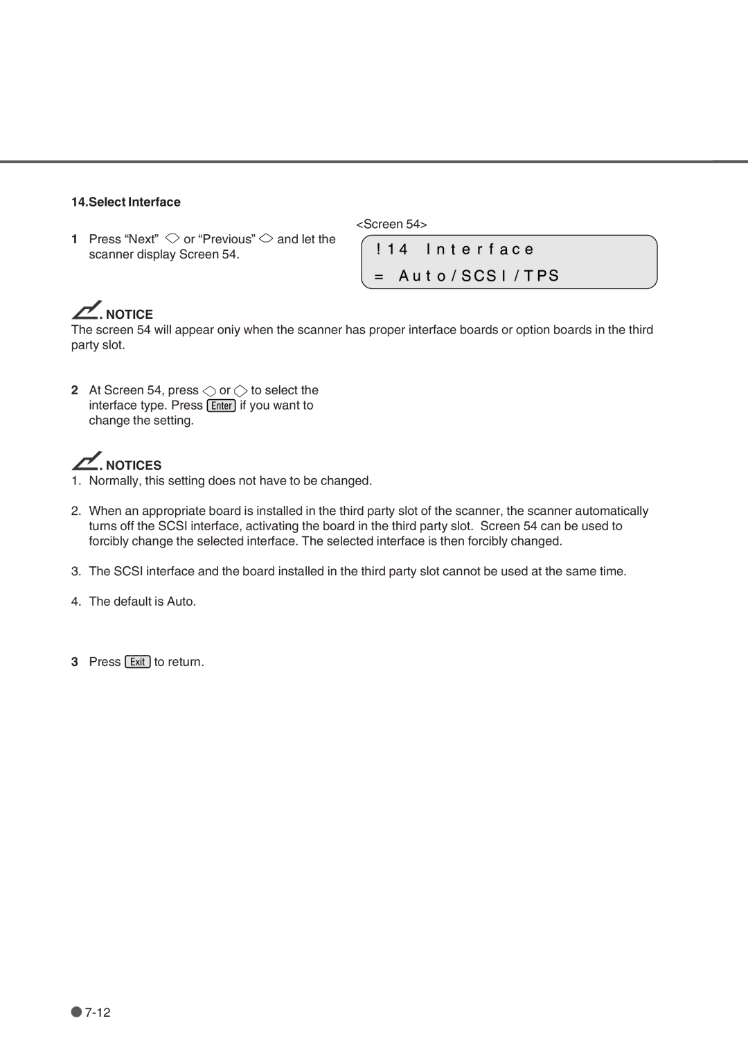 Fujitsu fi-4750L manual Select Interface 