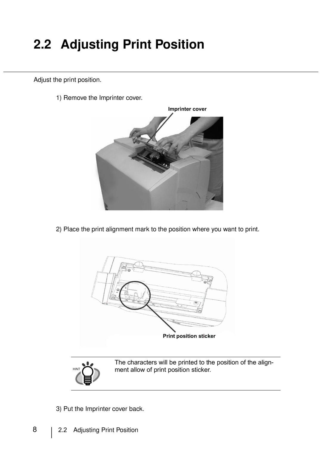 Fujitsu FI-486PRRE manual Adjusting Print Position 