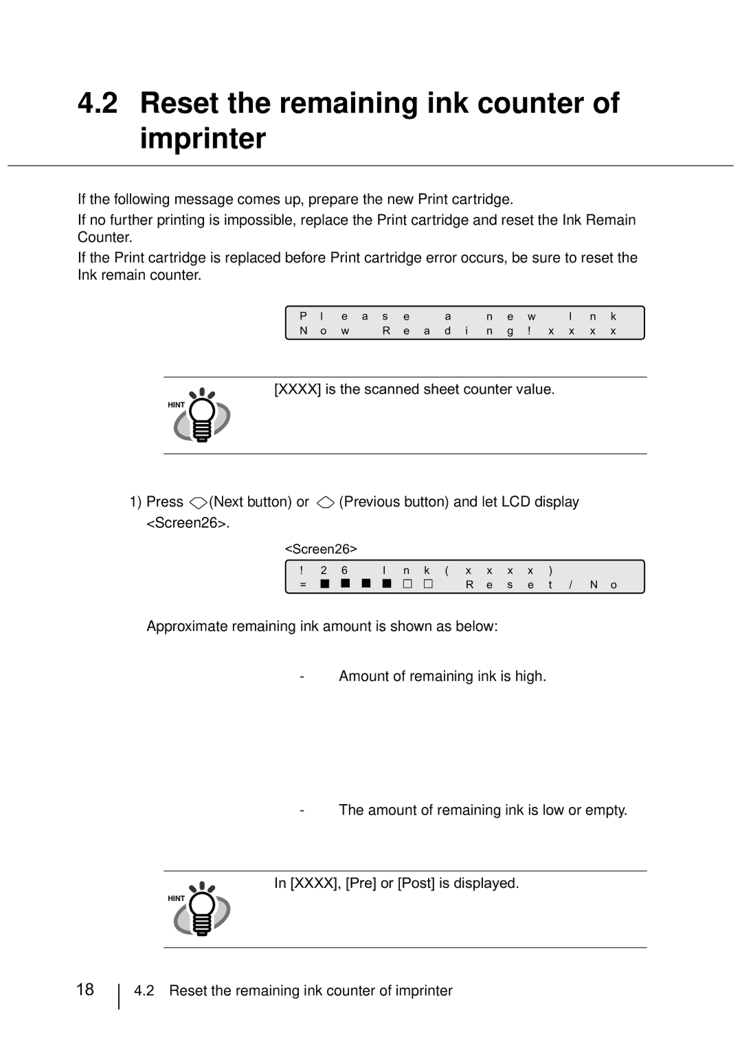 Fujitsu FI-486PRRE manual Ggggcc, Reset the remaining ink counter of imprinter 