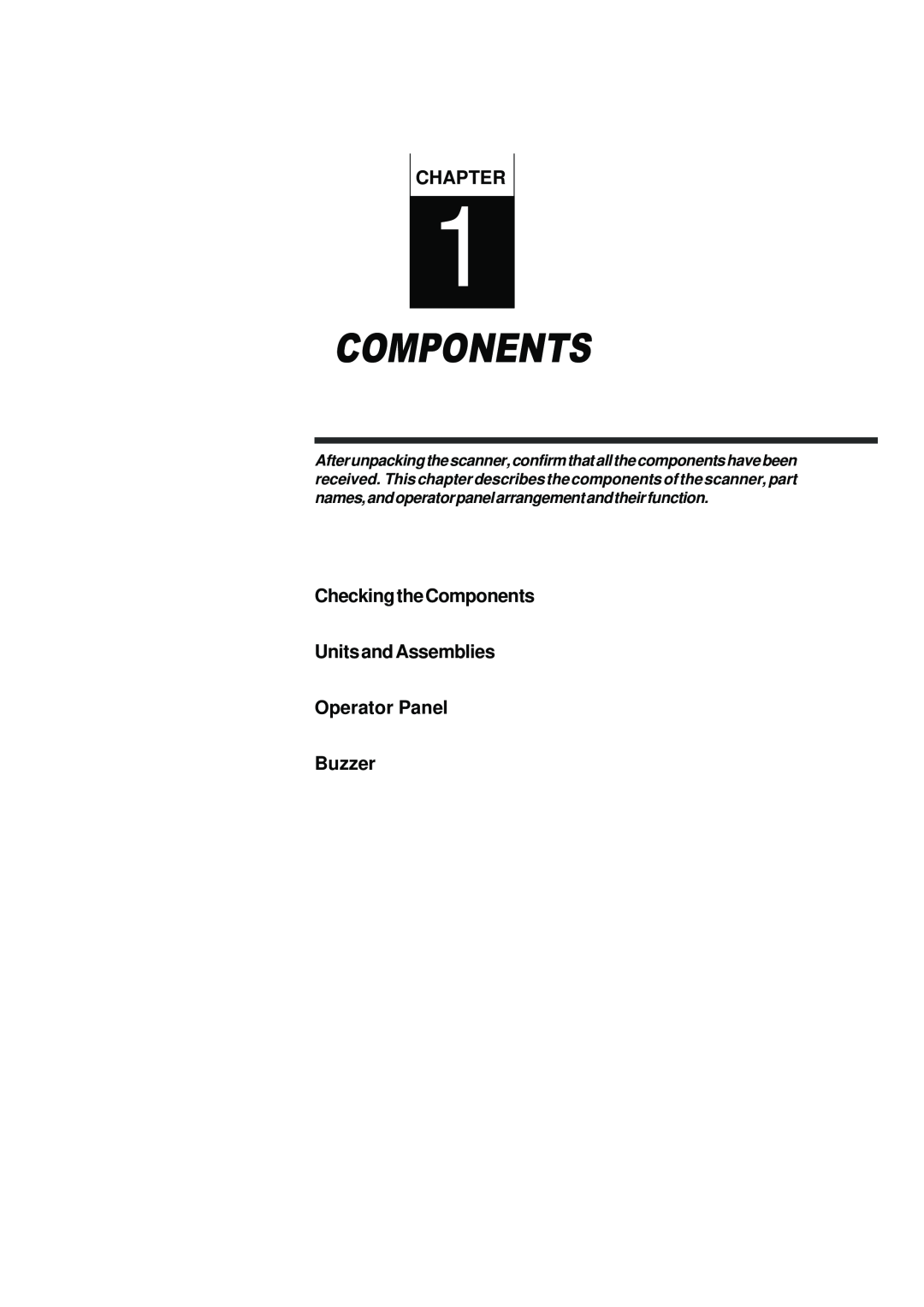 Fujitsu fi-4990C manual Chapter, Checking the Components Units and Assemblies Operator Panel Buzzer 
