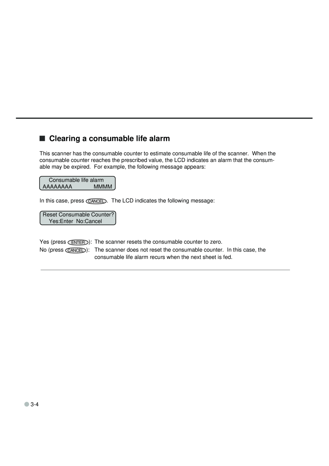 Fujitsu fi-4990C manual Clearing a consumable life alarm 