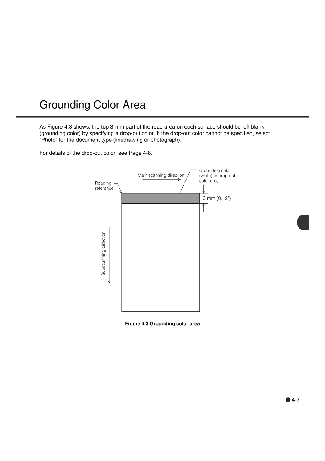 Fujitsu fi-4990C manual Grounding Color Area, 3 Grounding color area 