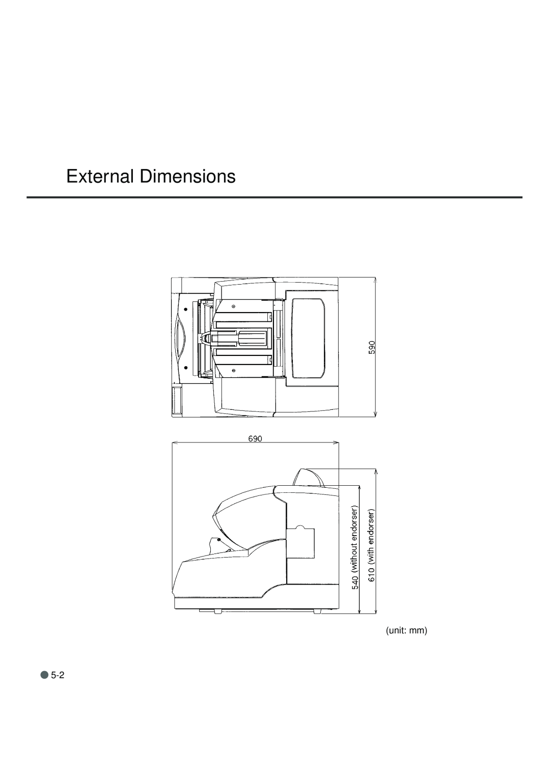Fujitsu fi-4990C manual External Dimensions, unit mm 