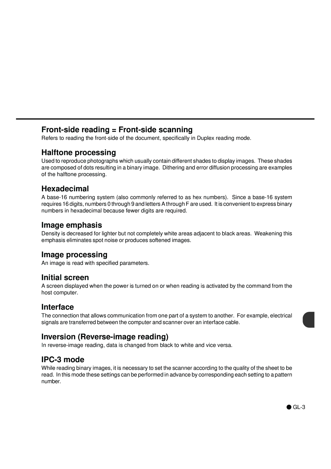 Fujitsu fi-4990C Front-side reading = Front-side scanning, Halftone processing, Hexadecimal, Image emphasis, Interface 