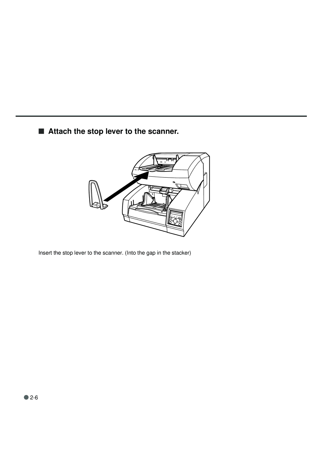 Fujitsu fi-4990C manual Attach the stop lever to the scanner 