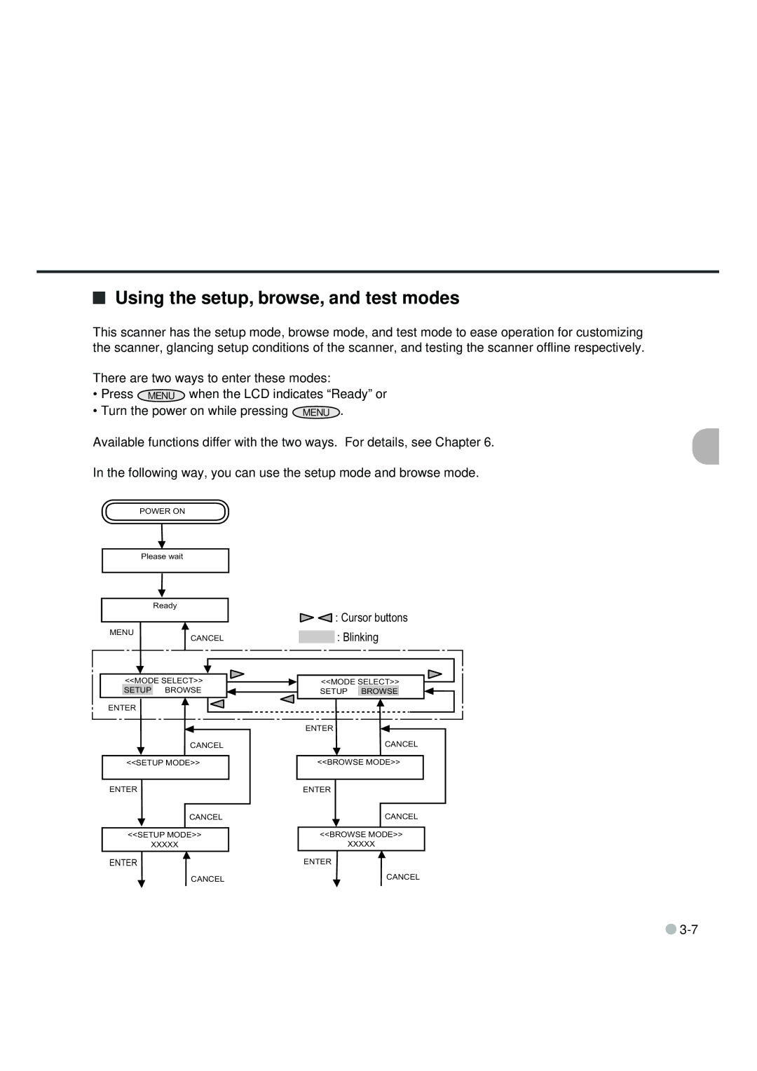 Fujitsu fi-4990C manual Using the setup, browse, and test modes 