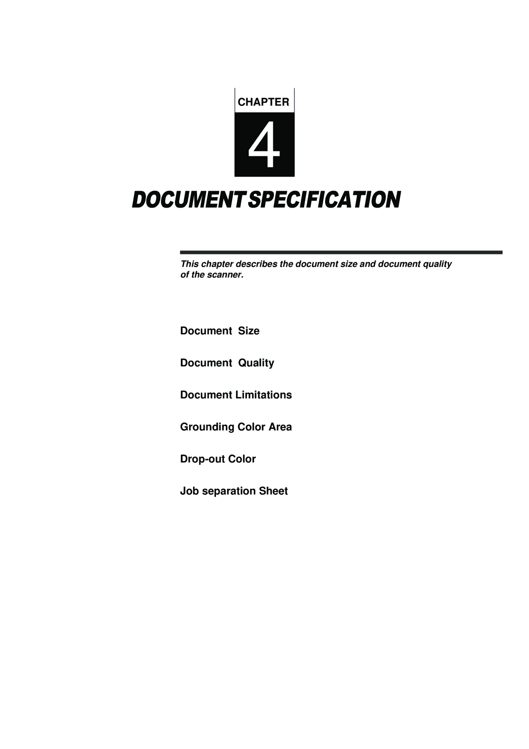 Fujitsu fi-4990C manual Documentspecification 