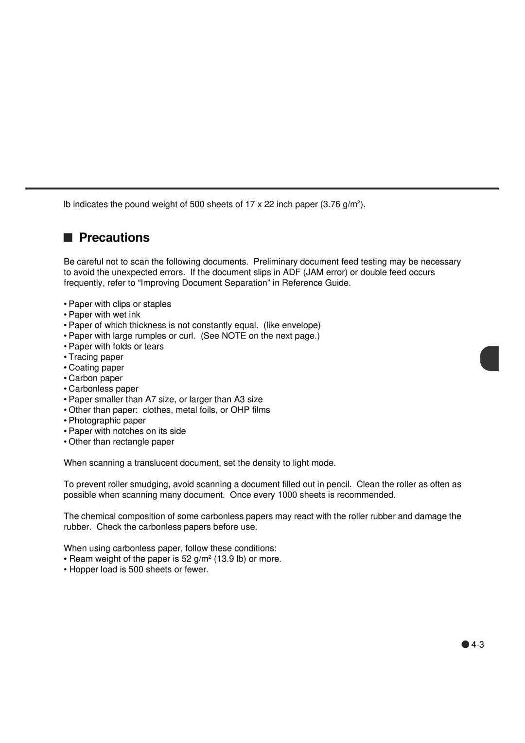 Fujitsu fi-4990C manual Precautions 