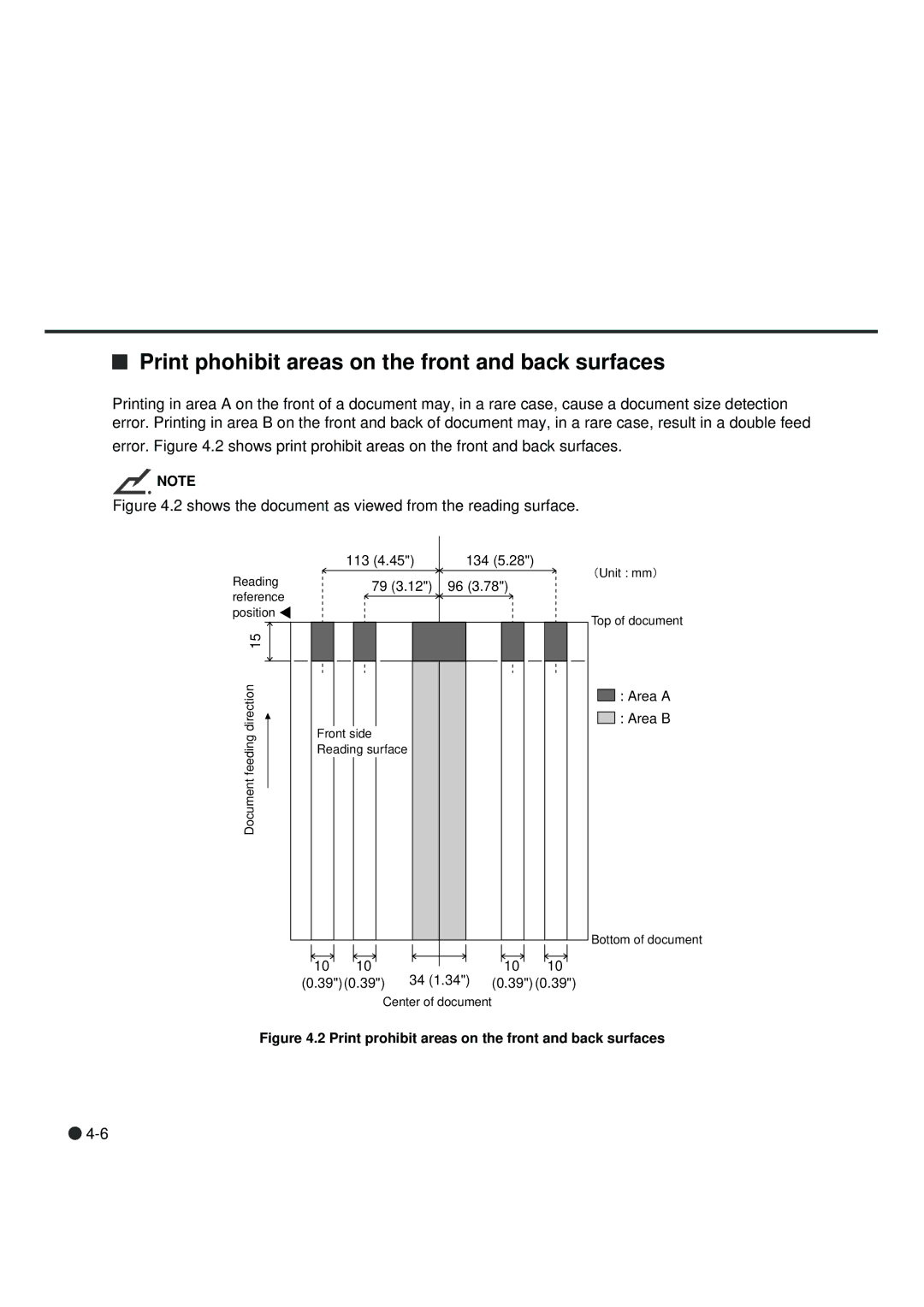 Fujitsu fi-4990C manual Print phohibit areas on the front and back surfaces 