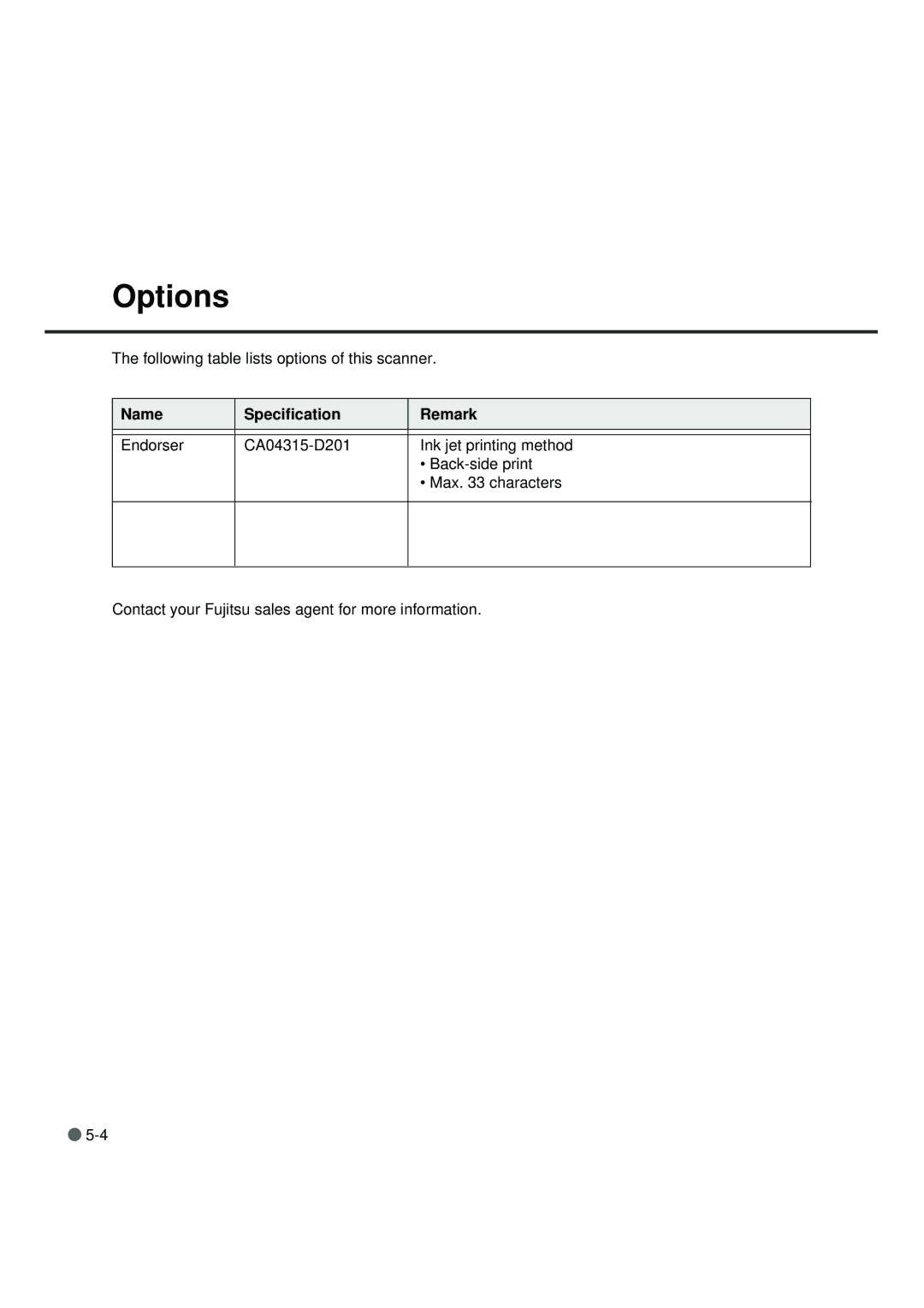 Fujitsu fi-4990C manual Options 