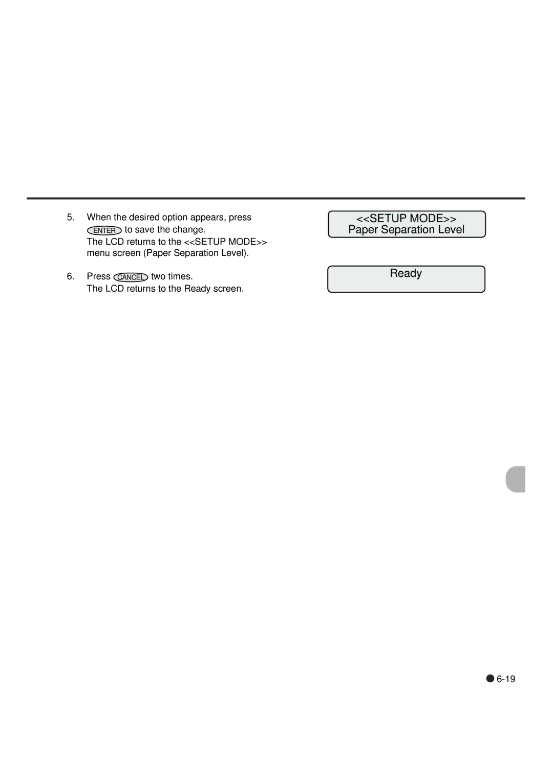 Fujitsu fi-4990C manual Paper Separation Level Ready 