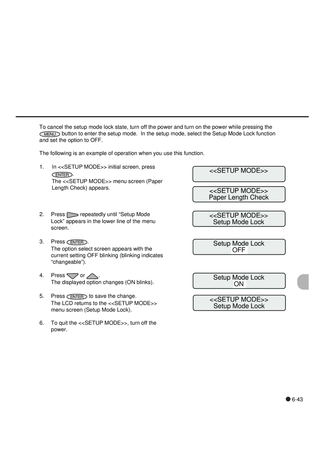 Fujitsu fi-4990C manual Setup Mode Lock 