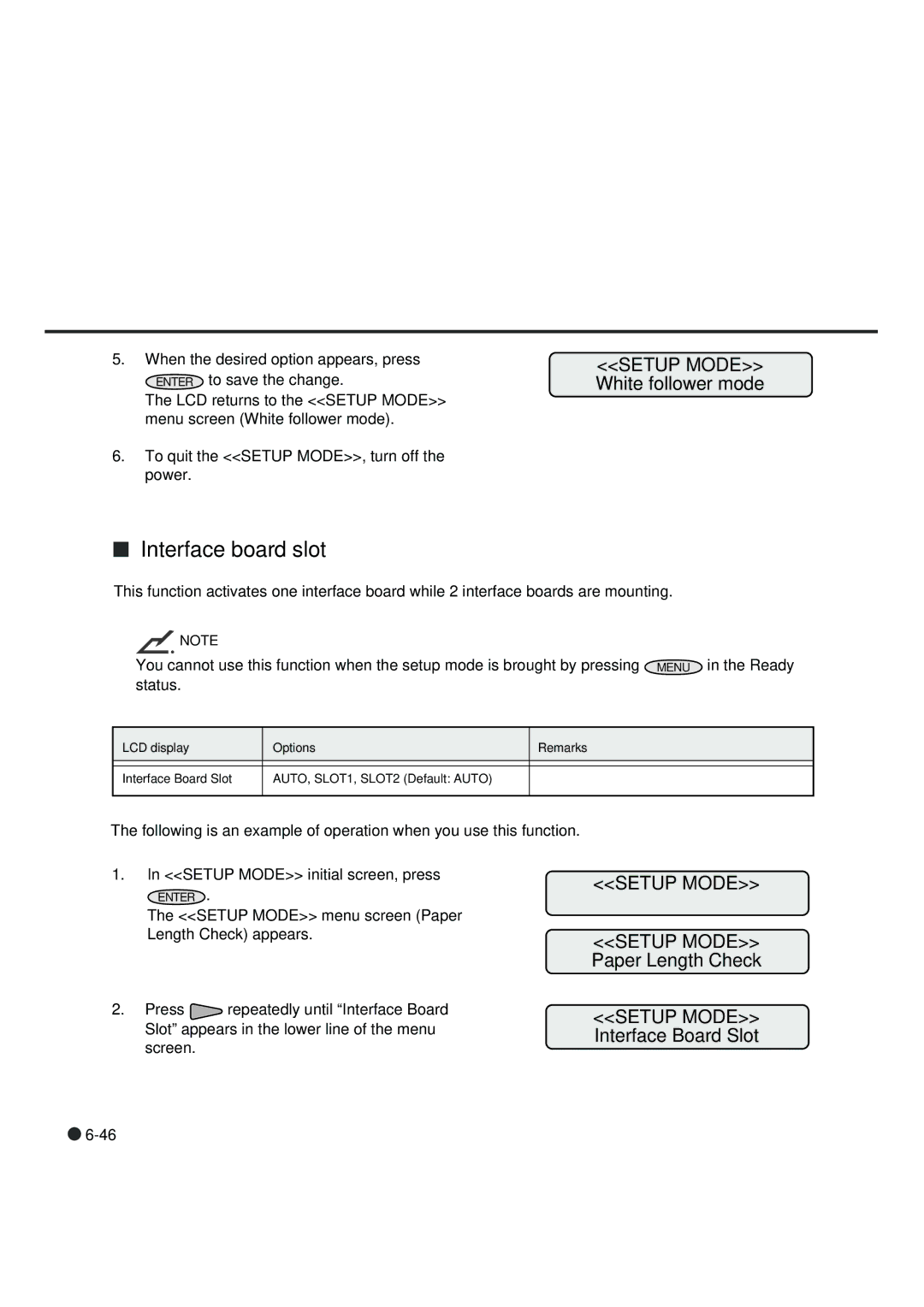 Fujitsu fi-4990C manual Interface board slot, Paper Length Check Setup Mode Interface Board Slot 