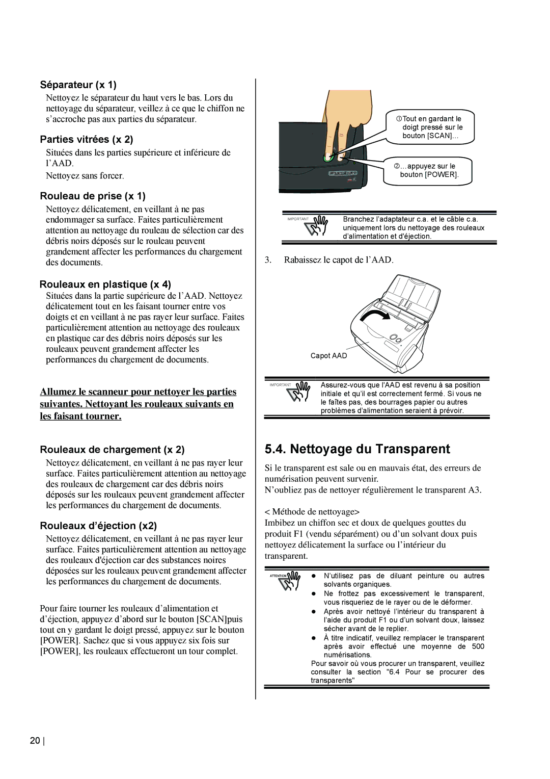 Fujitsu fi-5110EOX2 manual Nettoyage du Transparent 