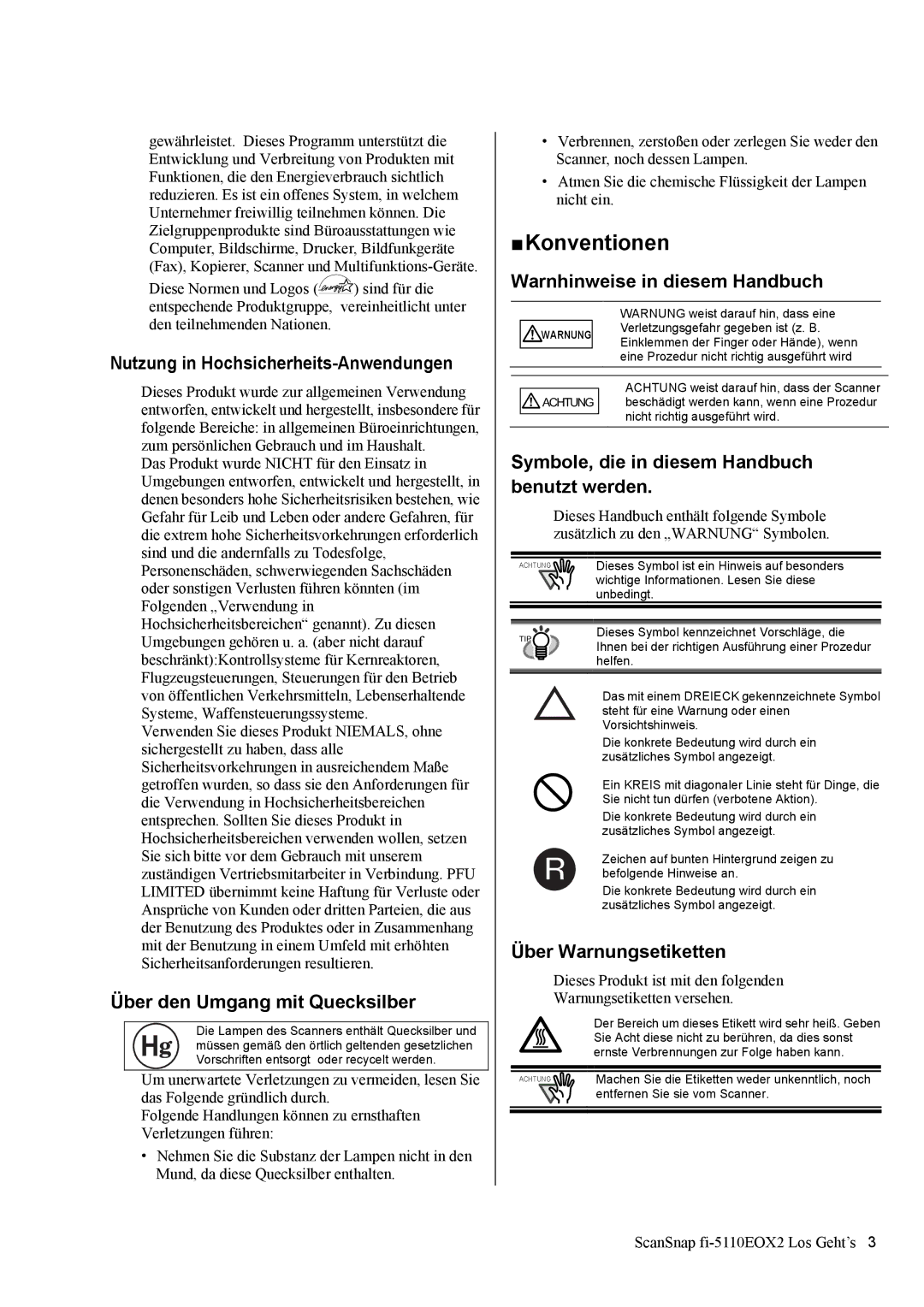 Fujitsu fi-5110EOX2 manual „ Konventionen 