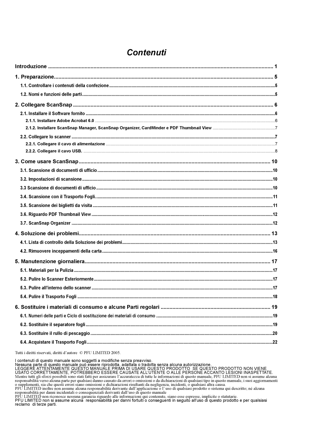 Fujitsu fi-5110EOX2 manual Contenuti 