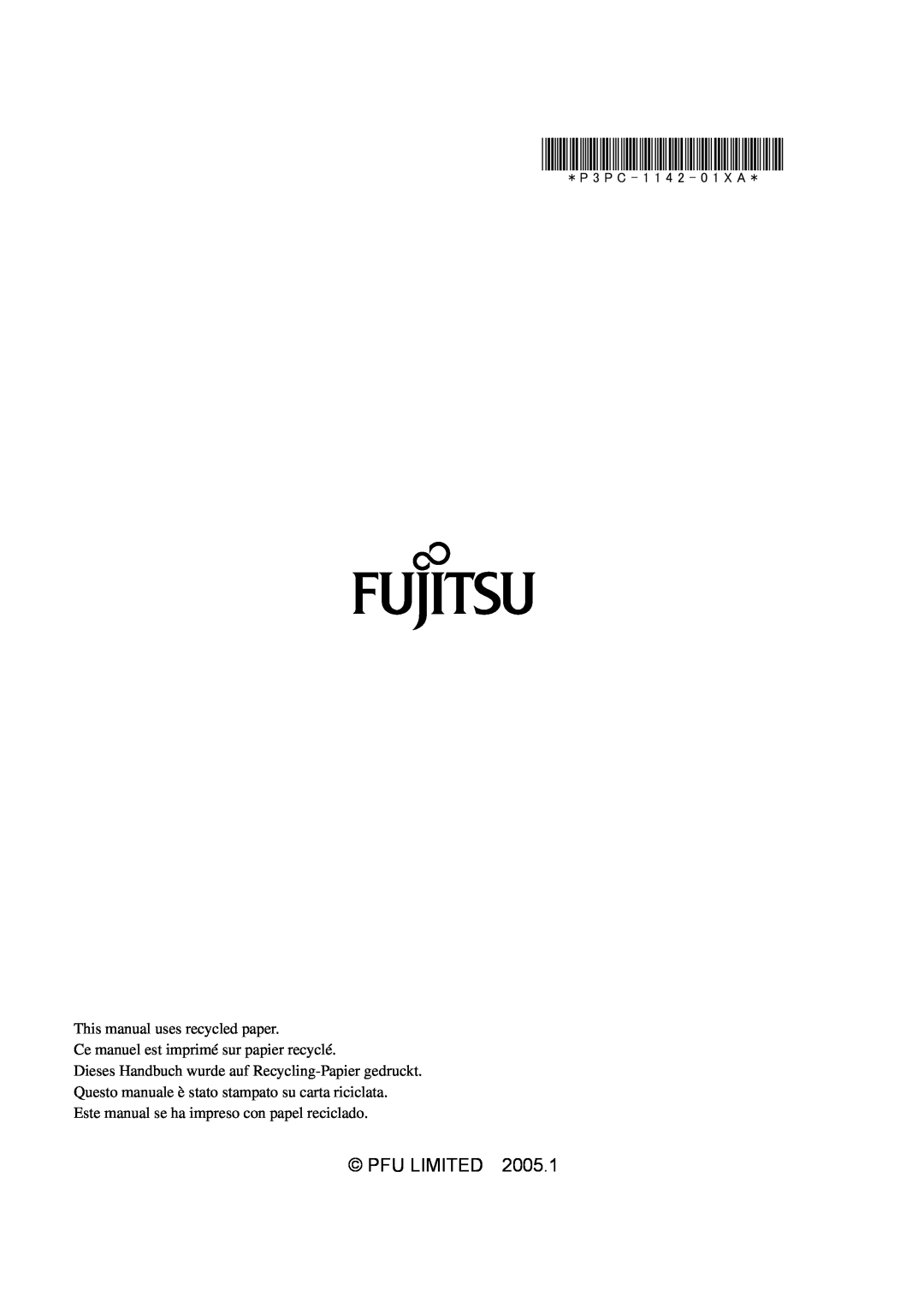 Fujitsu fi-5110EOX2 Pfu Limited, This manual uses recycled paper, Ce manuel est imprimé sur papier recyclé 