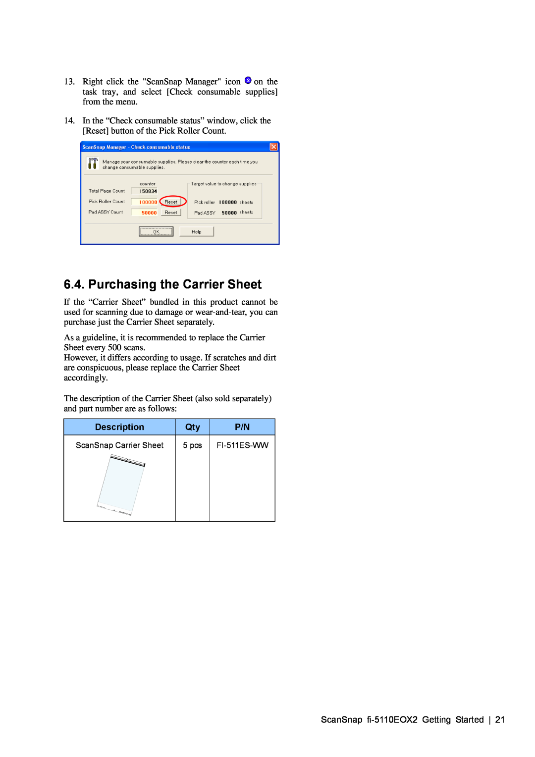 Fujitsu fi-5110EOX2 manual Purchasing the Carrier Sheet, Description 