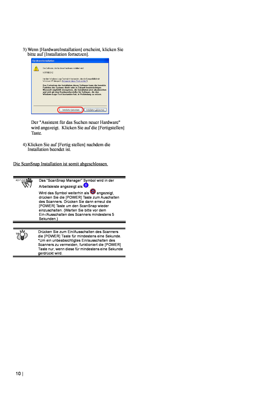 Fujitsu fi-5110EOX2 manual Klicken Sie auf Fertig stellen nachdem die Installation beendet ist 