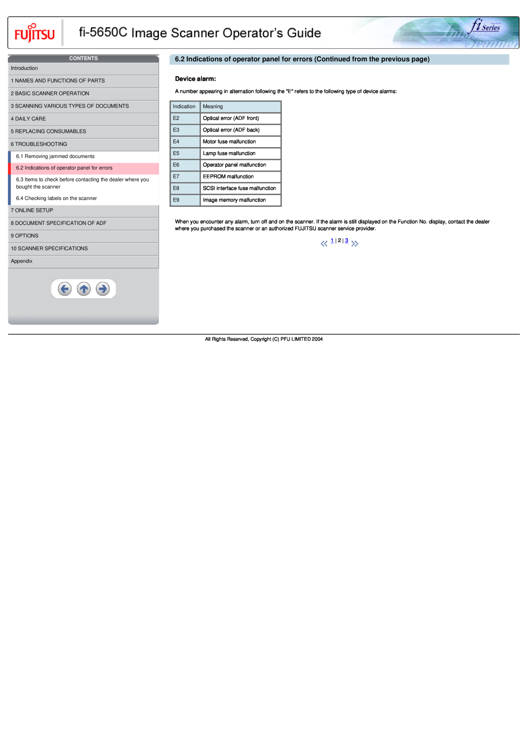 Fujitsu fi-5650C specifications Device alarm, Contents 
