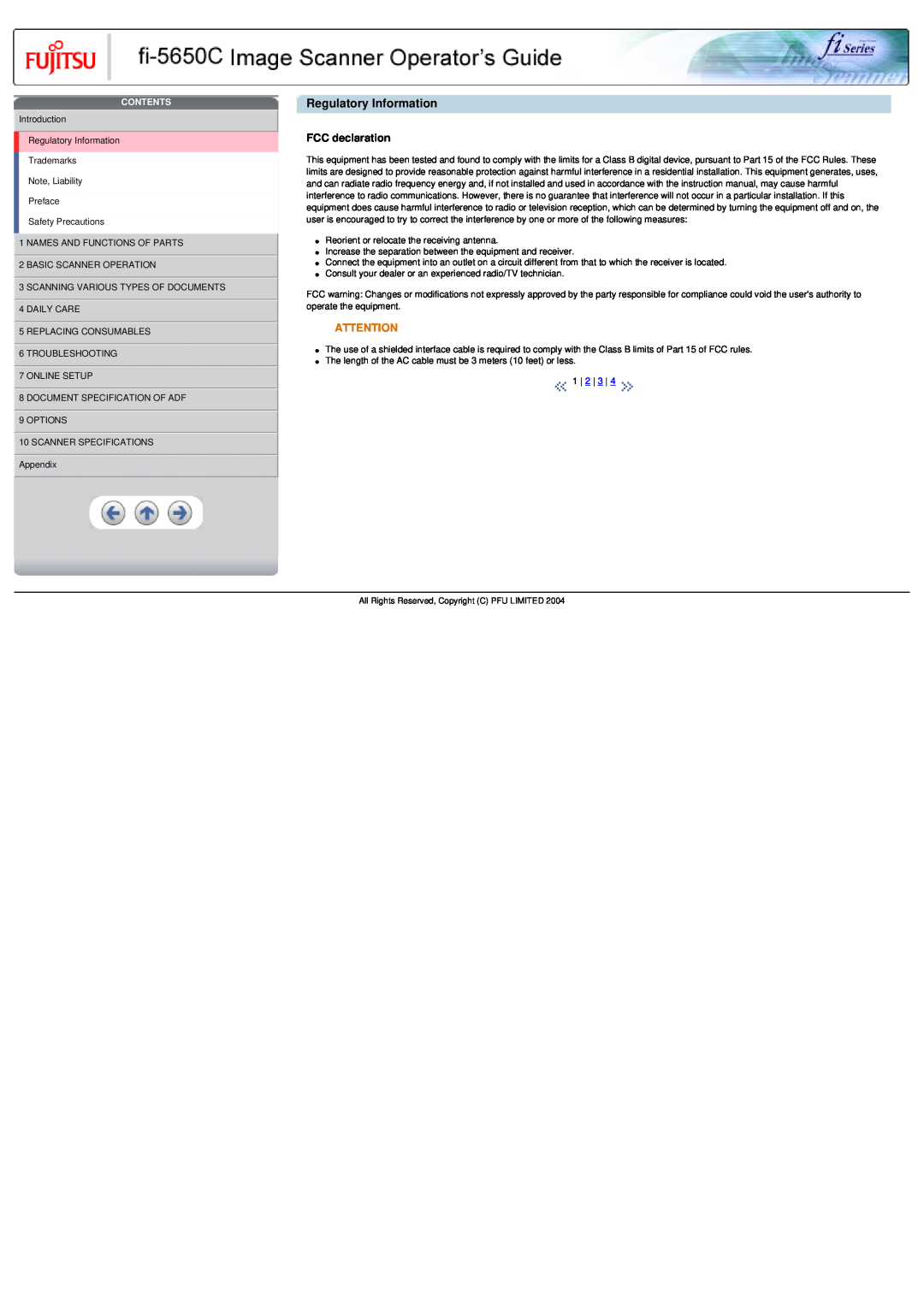 Fujitsu fi-5650C specifications Regulatory Information, FCC declaration, Contents 