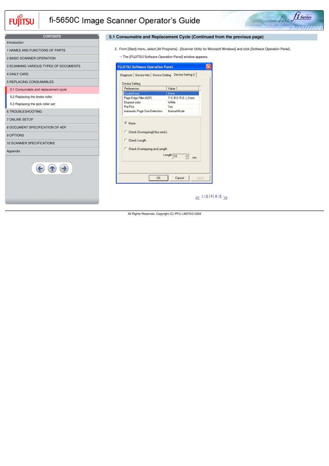 Fujitsu fi-5650C specifications Consumable and Replacement Cycle from the previous 