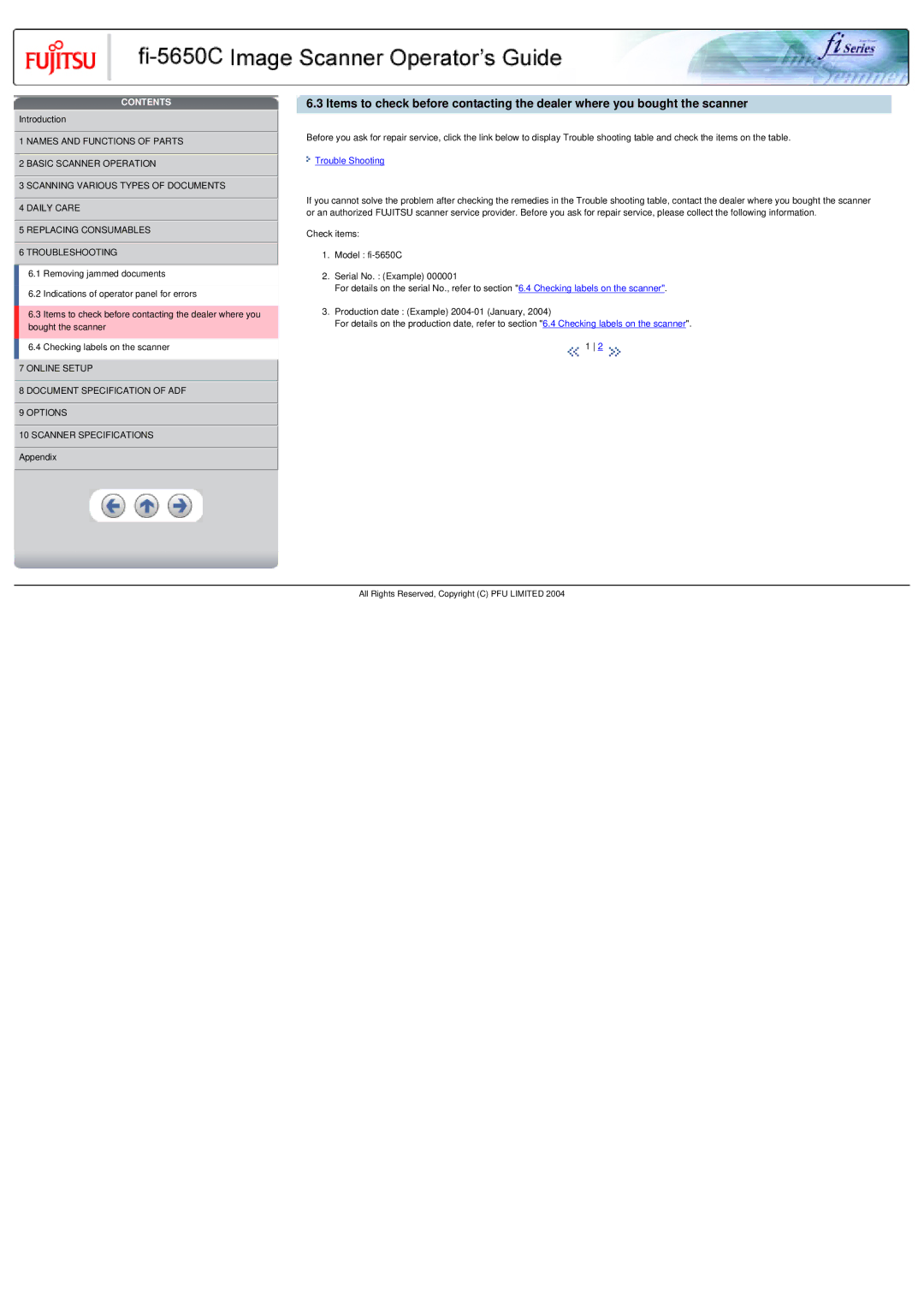 Fujitsu fi-5650C specifications Trouble Shooting 