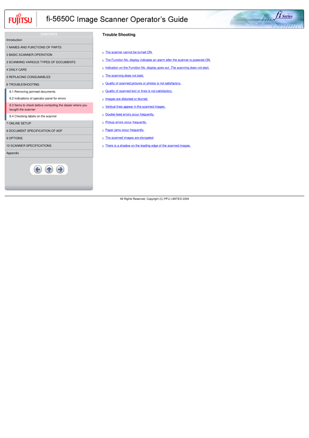 Fujitsu fi-5650C specifications Trouble Shooting 