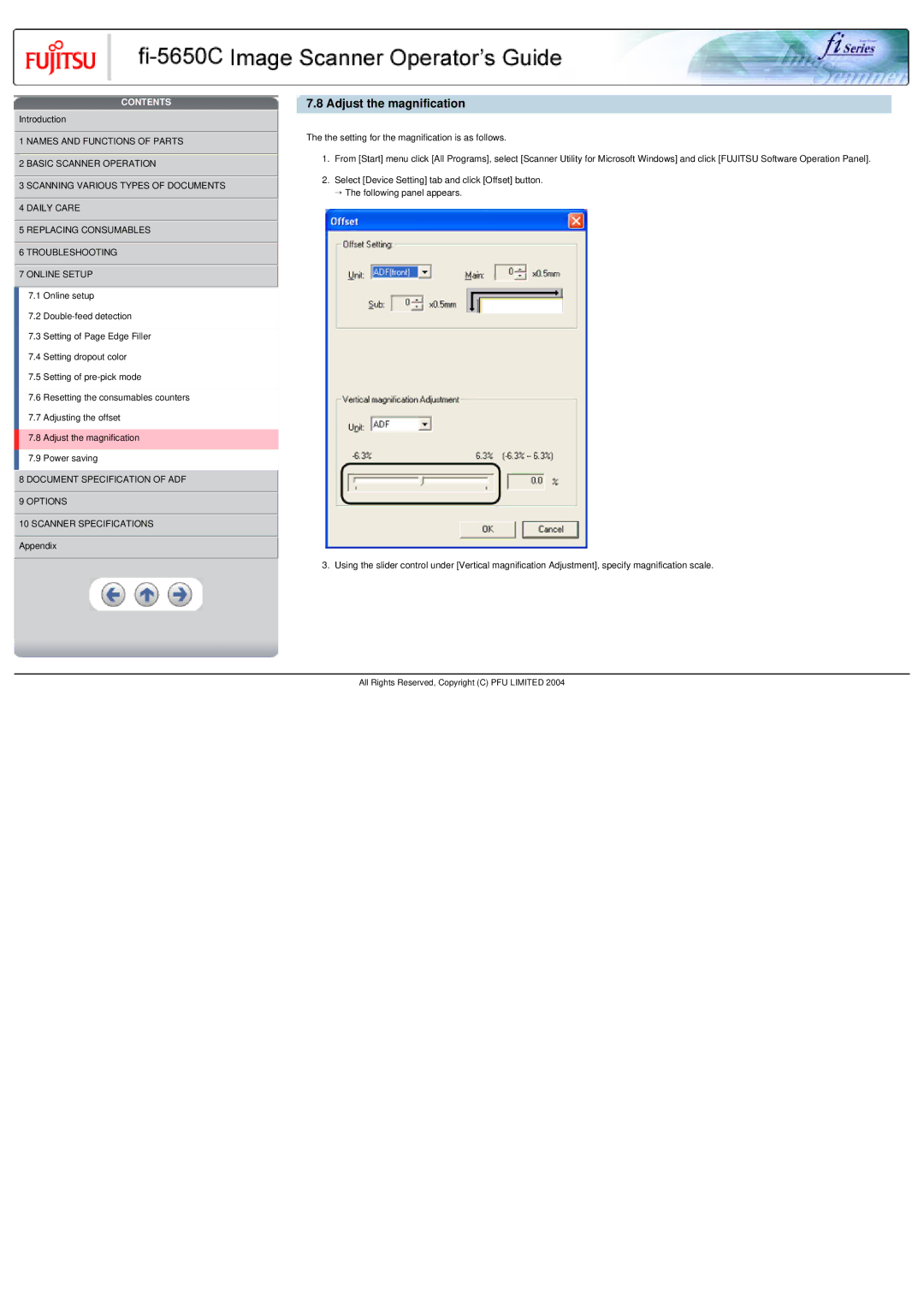 Fujitsu fi-5650C specifications Adjust the magnification 